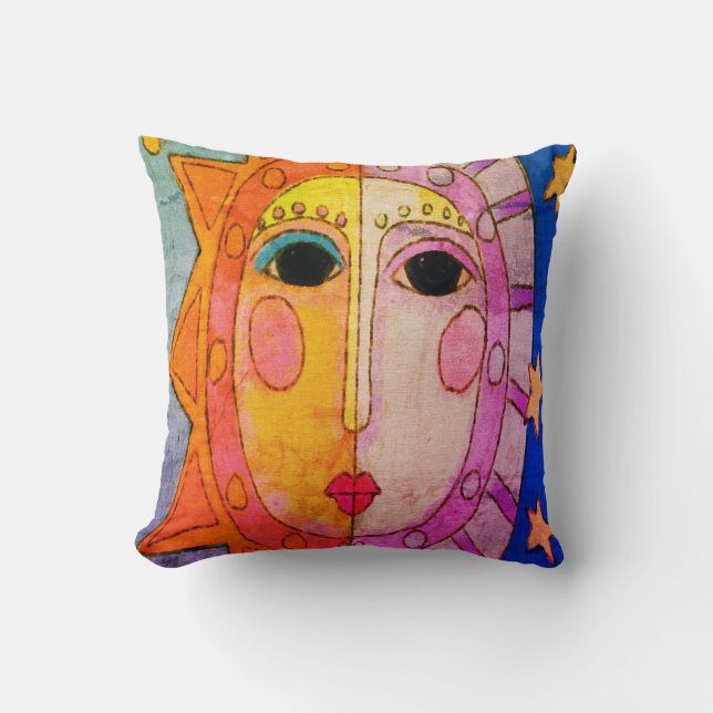 Sun and Moon Abstract Art Cushion (Front)