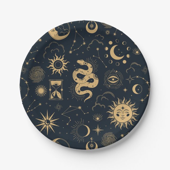 Sun and Moon -Astronomy Witch Paper Plate (Front)
