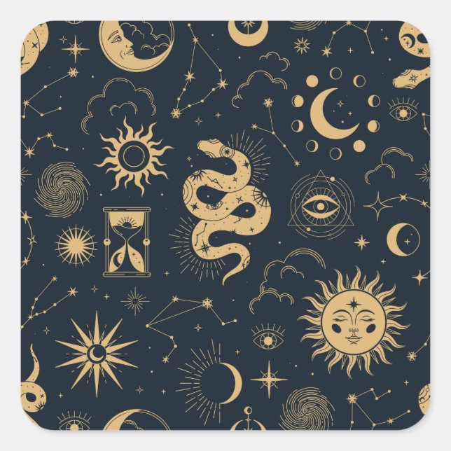 Sun and Moon -Astronomy Witch Square Sticker (Front)