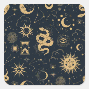 Sun and Moon -Astronomy Witch Square Sticker