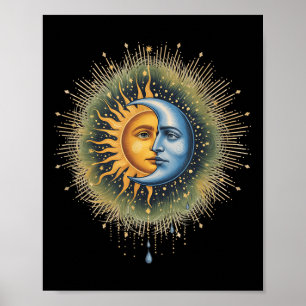 Sun And Moon Celestial Boho Mystical Hipe 90s  Poster