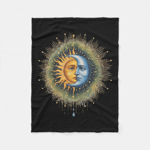 Sun And Moon Celestial Boho Mystical Hippie 90s Fleece Blanket