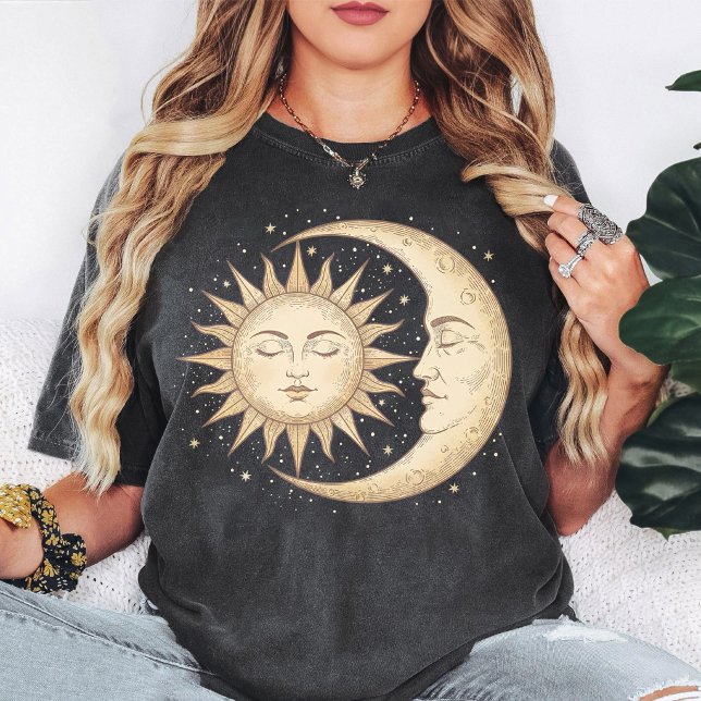 Sun and Moon Celestial Vintage Design T-Shirt (Creator Uploaded)
