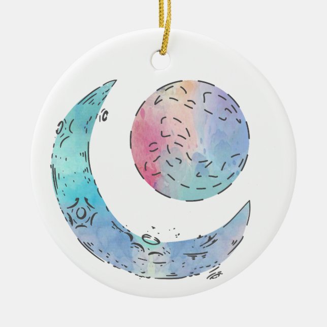 Sun and Moon Ceramic Tree Decoration (Front)