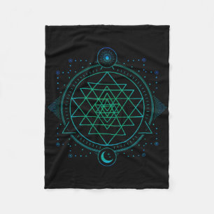 Sun And Moon Chakra Geometry Sri Yantra Fleece Blanket