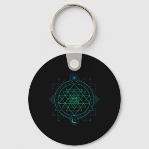 Sun And Moon Chakra Geometry Sri Yantra Key Ring