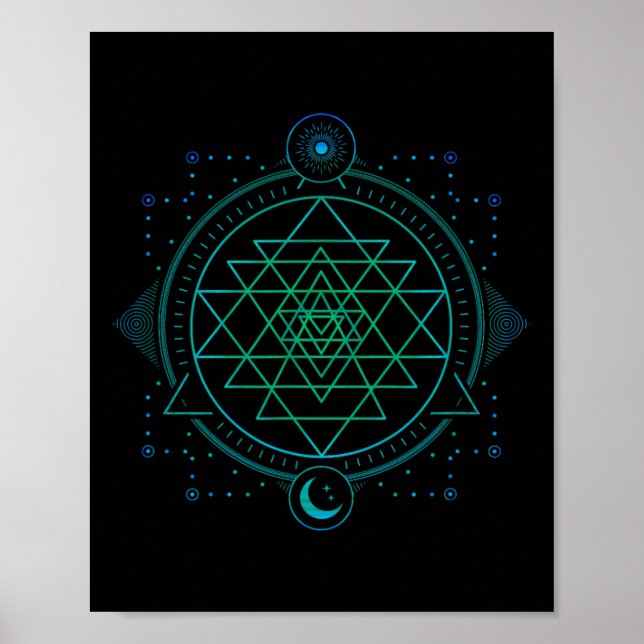 Sun And Moon Chakra Geometry Sri Yantra  Poster (Front)