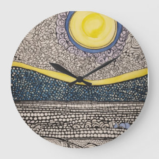sun and moon chaotic sketch zentangles large clock