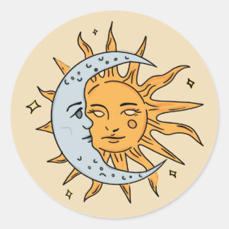 Sun and Moon Classic Round Sticker