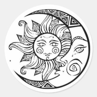 Sun and Moon Classic Round Sticker