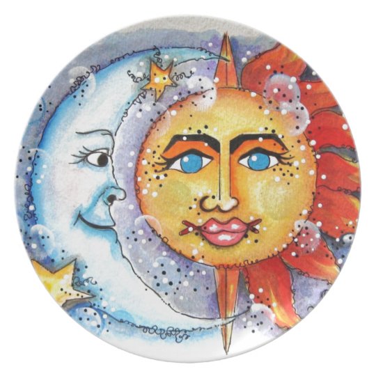 Sun and Moon Design Plate | Zazzle.co.uk