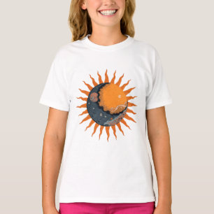 Sun and Moon Detailed Surreal Digital Design T-Shirt