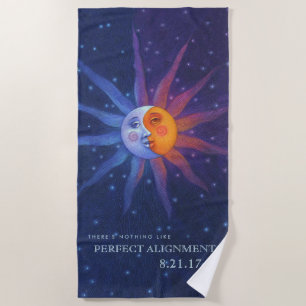 Sun and Moon Eclipse Perfect Alignment Beach Towel