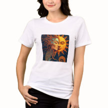 Sun and Moon Face T-Shirt – Celestial Art Tee for