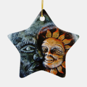 Sun and Moon Faith Star Ceramic Tree Decoration