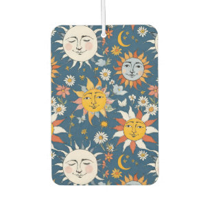 Sun and Moon Floral in Blues & Yellows Car Air Freshener