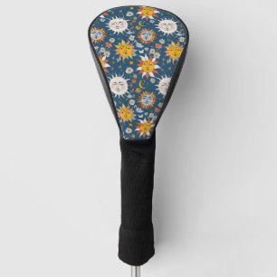 Sun and Moon Floral in Blues & Yellows Golf Head Cover