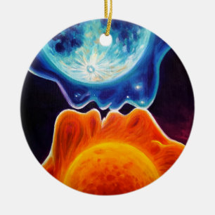 Sun and moon kiss ceramic tree decoration