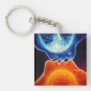 Sun and moon kiss key ring