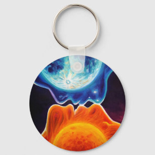 Sun and moon kiss keychain