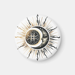 Sun and Moon Magnet   Celestial Fridge Magnet 