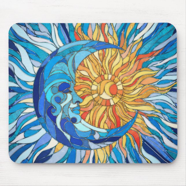 Sun and Moon Mosaic Art Mouse Mat (Front)