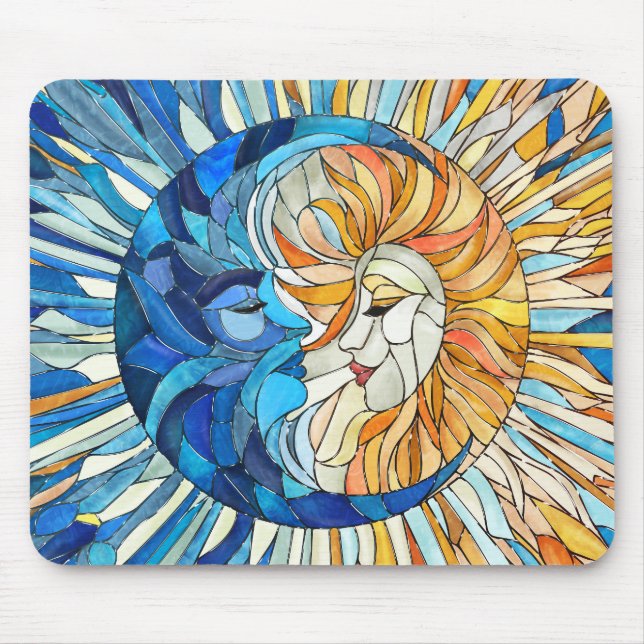 Sun and Moon Mosaic Art Mouse Mat (Front)
