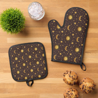 Sun and Moon Oven Mitt & Pot Holder Set