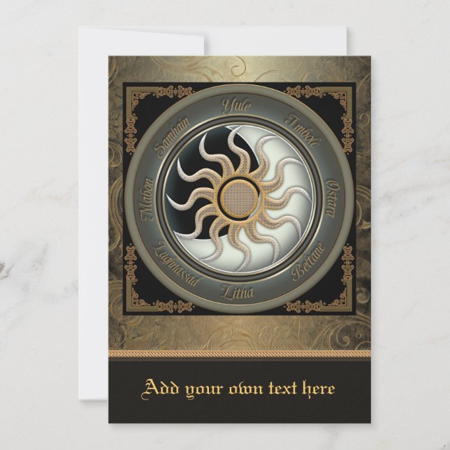 Sun and Moon Pagan Wheel Large Invitation (Front)