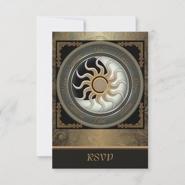 Sun and Moon Pagan Wheel RSVP Cards (Front)