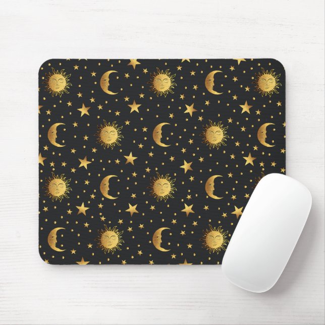 Sun and Moon Pattern Mouse Mat (With Mouse)
