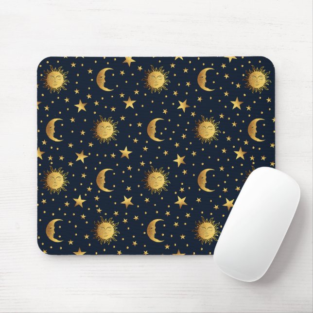 Sun and Moon Pattern Mouse Mat (With Mouse)