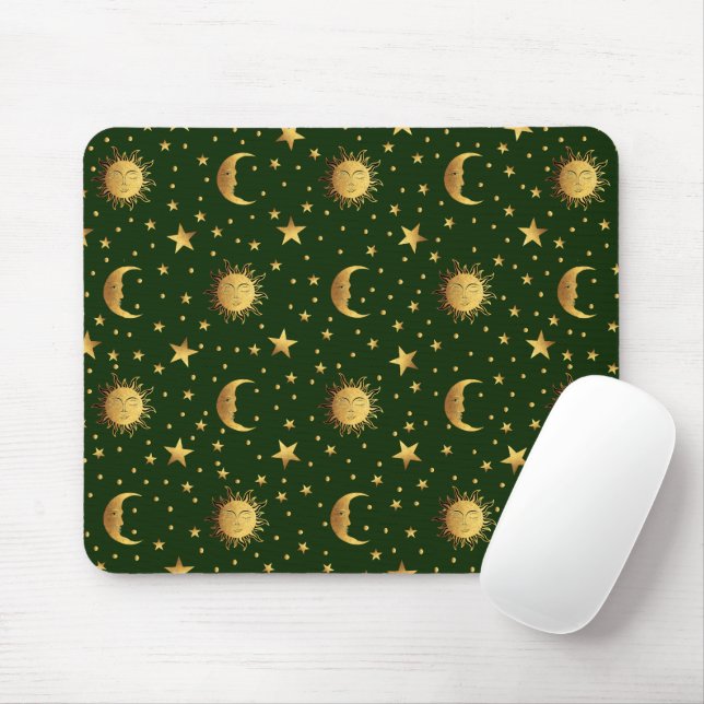 Sun and Moon Pattern Mouse Mat (With Mouse)