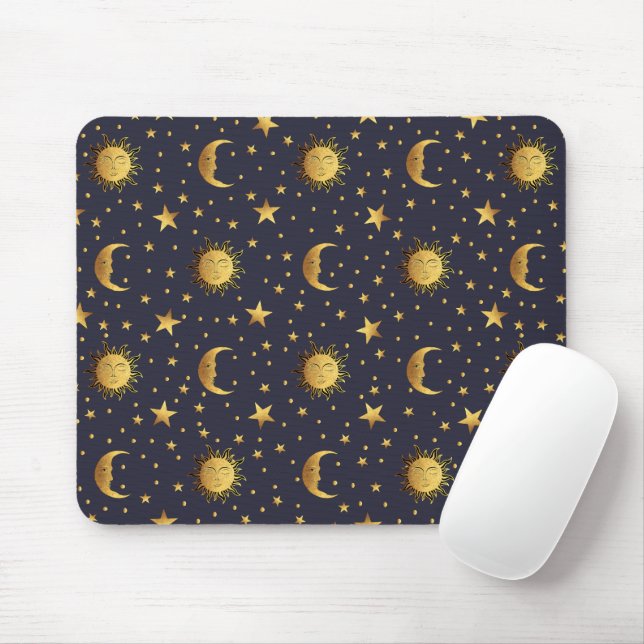 Sun and Moon Pattern Mouse Mat (With Mouse)