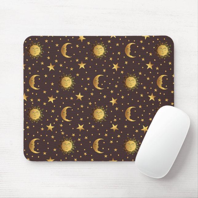 Sun and Moon Pattern Mouse Mat (With Mouse)