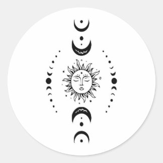 Sun and Moon Phases Classic Round Sticker