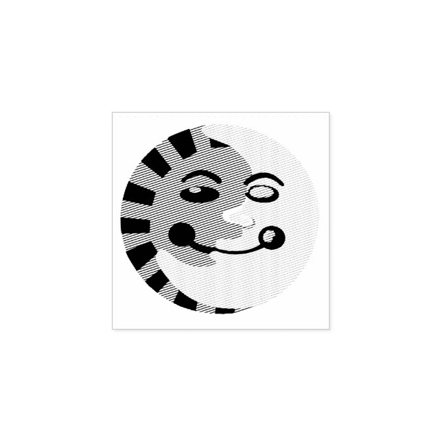 Sun and moon smiling faces rubber stamp (Imprint)