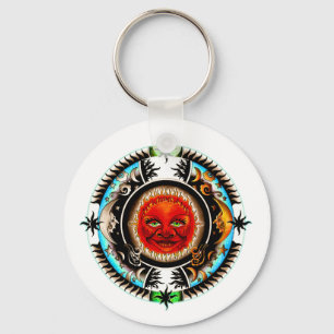 Sun And Moon Space Mandala Key Ring