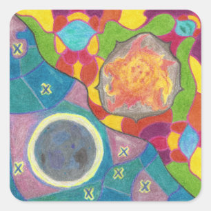 Sun and Moon Stylised Stickers