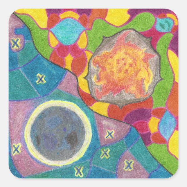 Sun and Moon Stylised Stickers (Front)