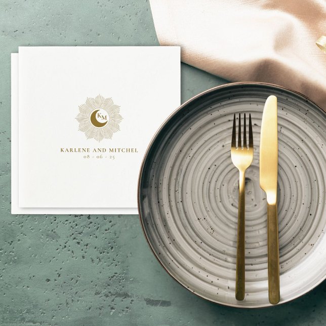 Sun and Moon Timeless Wedding Cocktail Napkins (Creator Uploaded)
