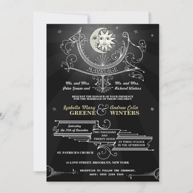 Sun and Moon Wedding Invitation (Front)