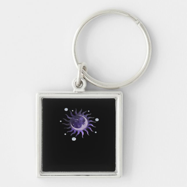 Sun And Moon Whimsigothic Gothic Witchy Witch Key Ring (Front)