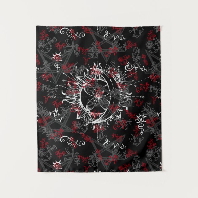 Sun and Moon, Wicca, Witch, Pagan, Halloween Tapestry (Front)