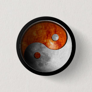 Sun and Moon Yin Yang 3 Cm Round Badge