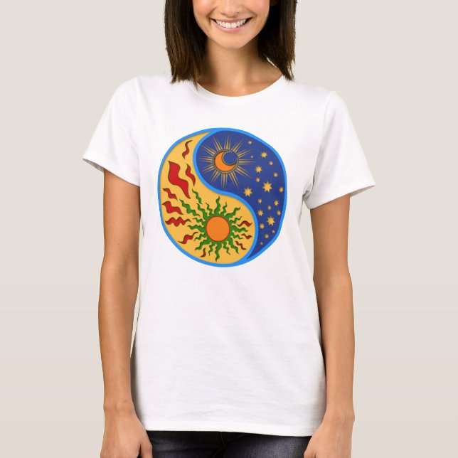 Sun and Moon Yin Yang Colourful T-Shirt (Front)