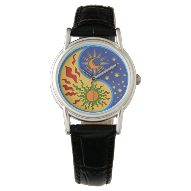 Sun and Moon Yin Yang Colourful Watch (Front)