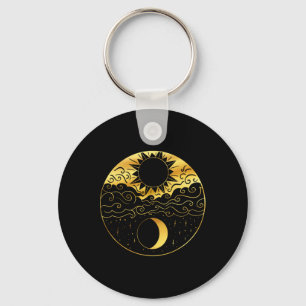 Sun And Moon Yin Yang Star Celestial Meditation Yo Key Ring