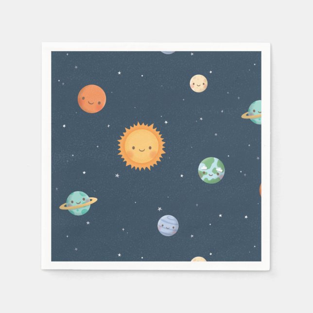 Sun and Planets Outer Space Party Supplies Napkin (Front)