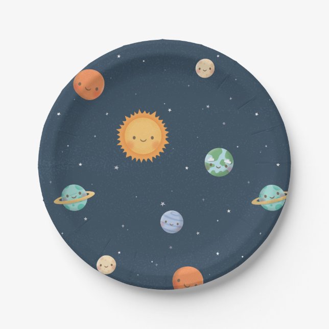 Sun and Planets Outer Space Party Supplies Paper Plate (Front)